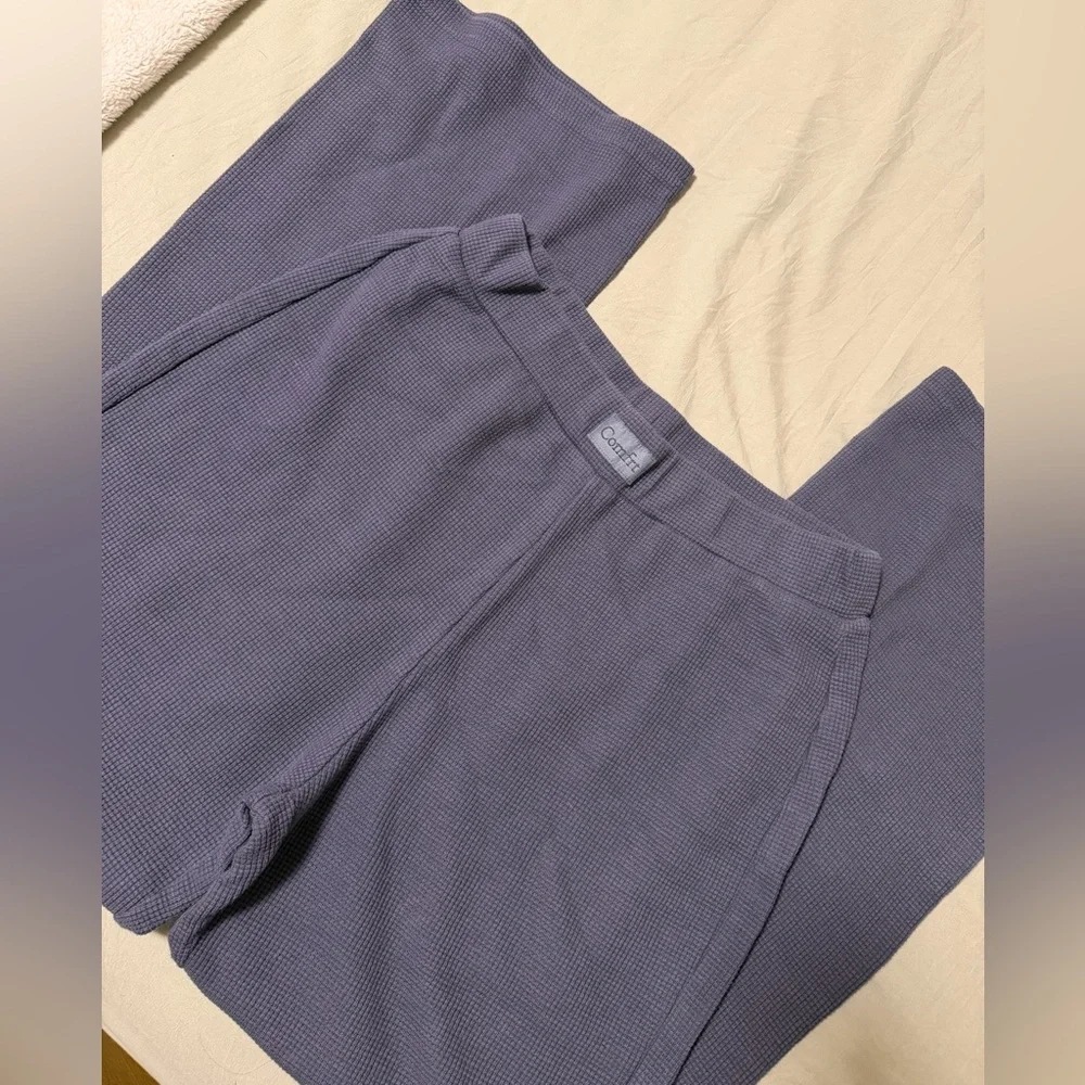 Comfrt Waffle Lounge Pants in Stone Blue - Picture 2 of 5
